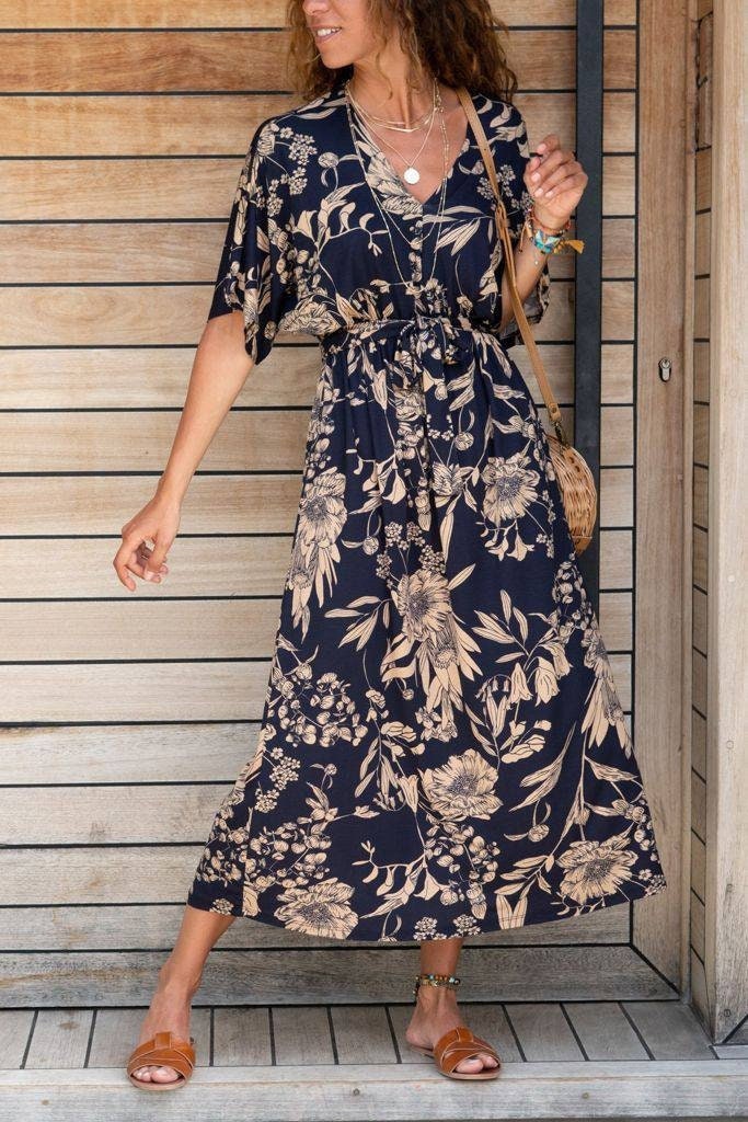 Maxi Dresses For Women With Sleeves, Half Sleeve Dress, Flower Dress W puresunlady Maxi Dresses For Women With Sleeves, Half Sleeve Dress, Flower Dress W puresunlady
