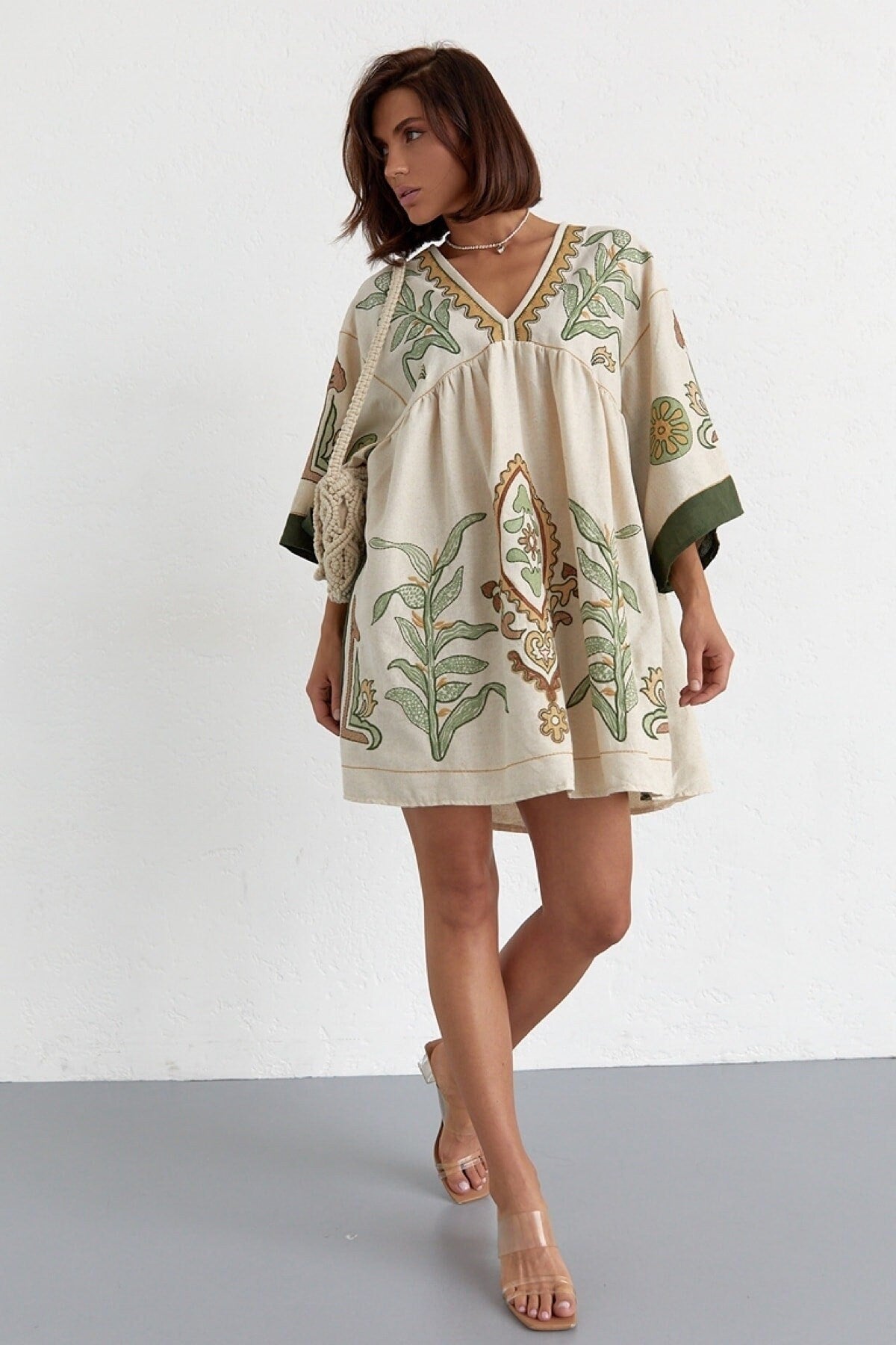 strapless open back dress Ethnic Pattern Embroidered Mini Linen Dress, Boho Summer Style, Linen puresunlady strapless open back dress Ethnic Pattern Embroidered Mini Linen Dress, Boho Summer Style, Linen puresunlady