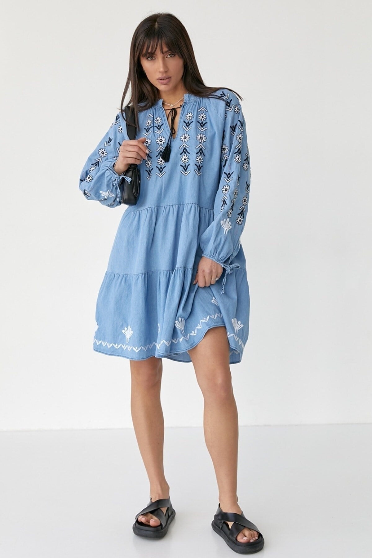 Tasseled Embroidered Dress, Tassel Trimmed Dress, Boho Beachwear, Tass puresunlady Tasseled Embroidered Dress, Tassel Trimmed Dress, Boho Beachwear, Tass puresunlady