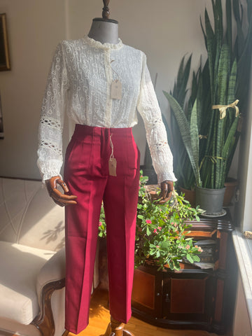 Women's Romantic Beige Heart Patterned Shirt – Elegant Guipure Lace Detail, Stylish & Comfortable Fit, Elastic Sleeves – Perfect for Date Nights, Office Chic & Everyday Grace