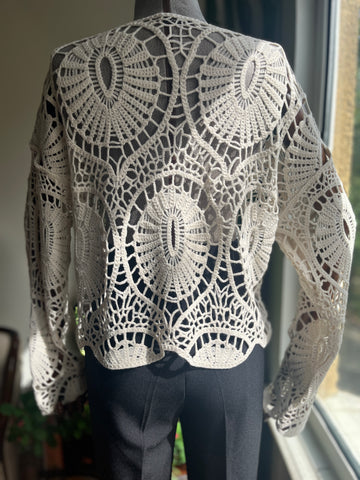 Elegant Crochet Lace Blouse - Standard Size, Stylish Women's Top for Any Occasion