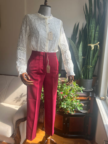 Women's Romantic Beige Heart Patterned Shirt – Elegant Guipure Lace Detail, Stylish & Comfortable Fit, Elastic Sleeves – Perfect for Date Nights, Office Chic & Everyday Grace
