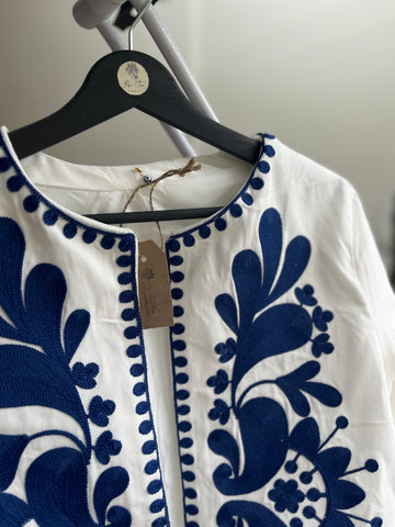 Women's Ethnic Patterned Embroidered Crew-Neck Jacket for Unique Style, Stylish Women's Outerwear