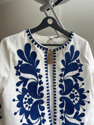Women's Ethnic Patterned Embroidered Crew-Neck Jacket for Unique Style, Stylish Women's Outerwear