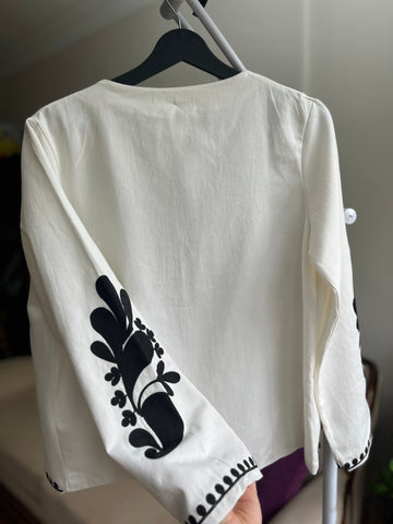 Women's Ethnic Patterned Embroidered Crew-Neck Jacket for Unique Style, Stylish Women's Outerwear