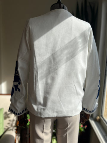 Women's Ethnic Patterned Embroidered Crew-Neck Jacket for Unique Style, Stylish Women's Outerwear