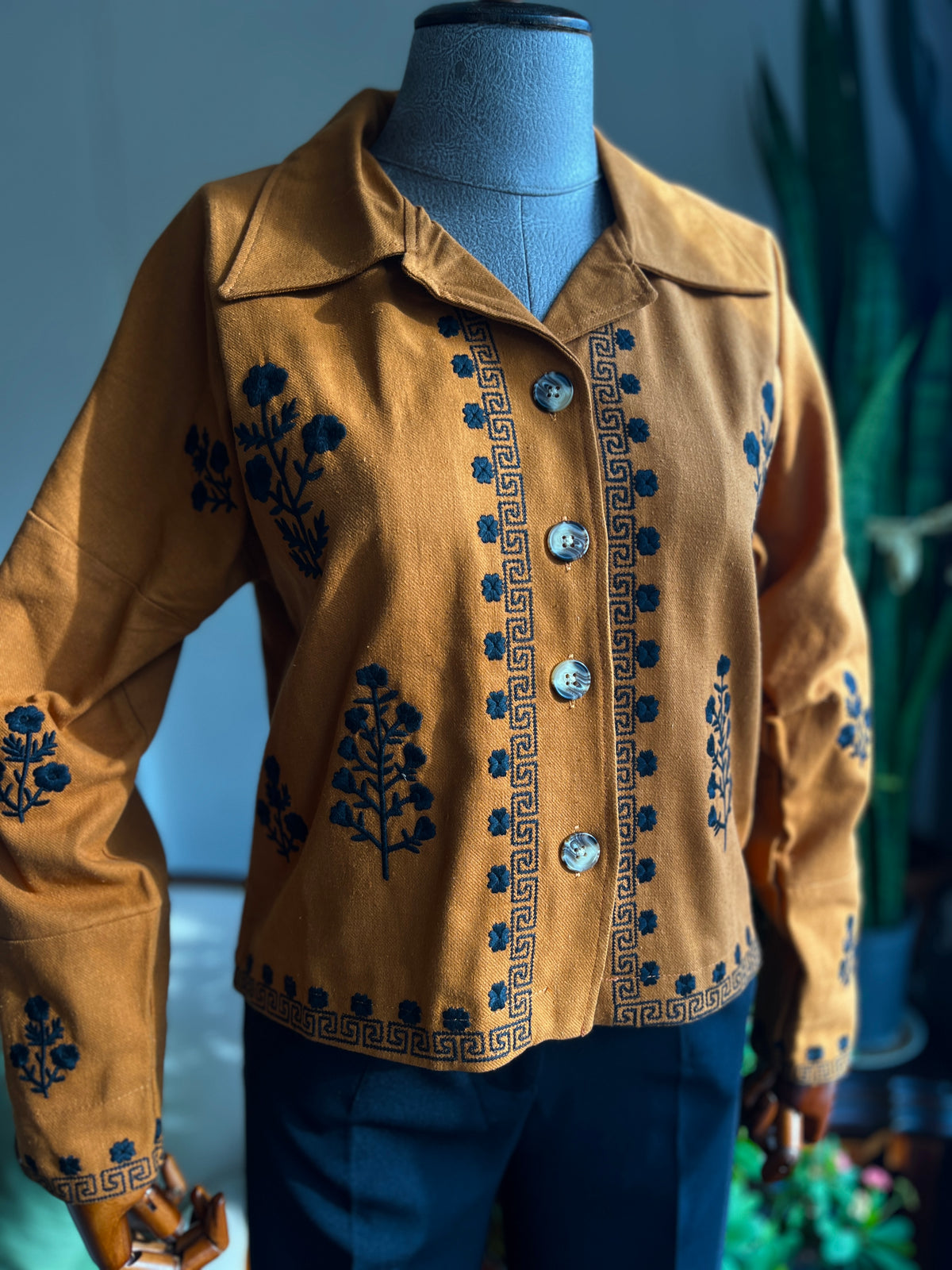 Button Wrap Jacket Women's Long Sleeve Button Jacket with Regular Pattern and Wrap Embroi ...