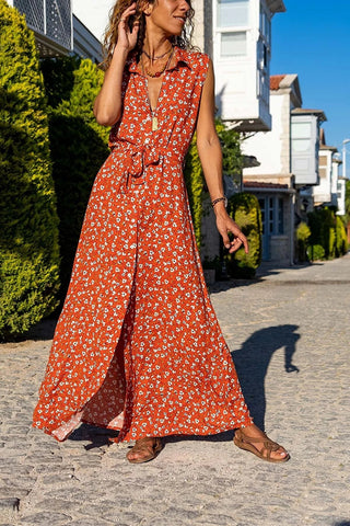 Boho Dress,Maxi Dress,Flower Printed Sleeveless Dress-Boho Wear Womens Dress-Attractive Casual Dress,Fall Dress