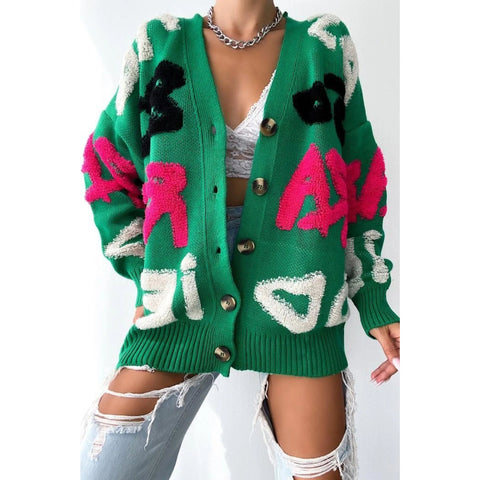 Patterned Button Detailed Colorful Vintage Knitwear Cardigan ,Crochet Cardigan,Vintage Cardigan, Gift For Her,knitted cardigan,Boho Cardigan 4