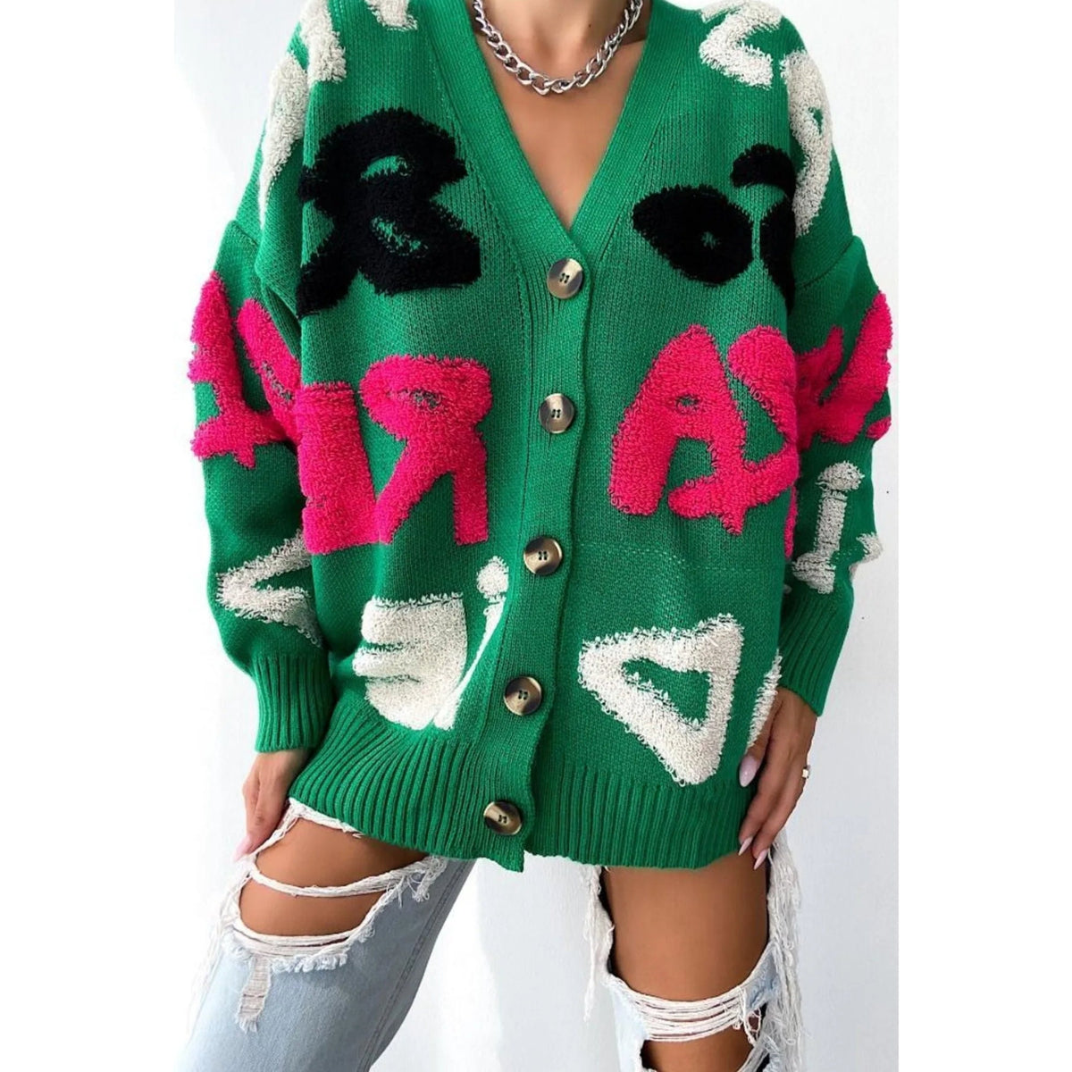 Patterned Button Detailed Colorful Vintage Knitwear Cardigan ,Crochet Cardigan,Vintage Cardigan, Gift For Her,knitted cardigan,Boho Cardigan 6