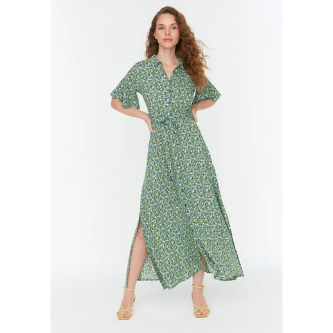 Waist Belted Bohemian Summer Woman Dress,Gift For Her,Boho Dress,Vintage Dress,Woman Linen Dress,Young Woman Dress