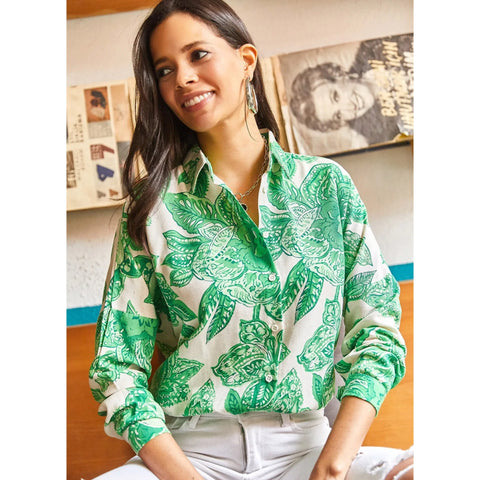 Oval Bat Oversize Linen Viscose Woman Blouse With Pocket,Vintage Blouse,Floral Pattern Blouse, Gift For Her, Collar Blouse,Boho Blouse 24