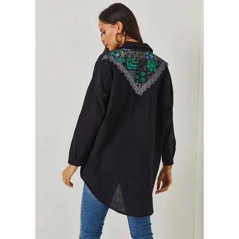 Front and Back Lace Detailed Embroidery Loose with Pockets Woven Linen Woman Blouse,Cotton Blouse,Vintage Blouse, Gift For Her,Boho Blouse 1