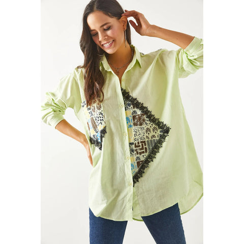 Front and Back Lace Detailed Embroidery Loose with Pockets Woven Linen Woman Blouse,Cotton Blouse,Vintage Blouse, Gift For Her,Boho Blouse 1