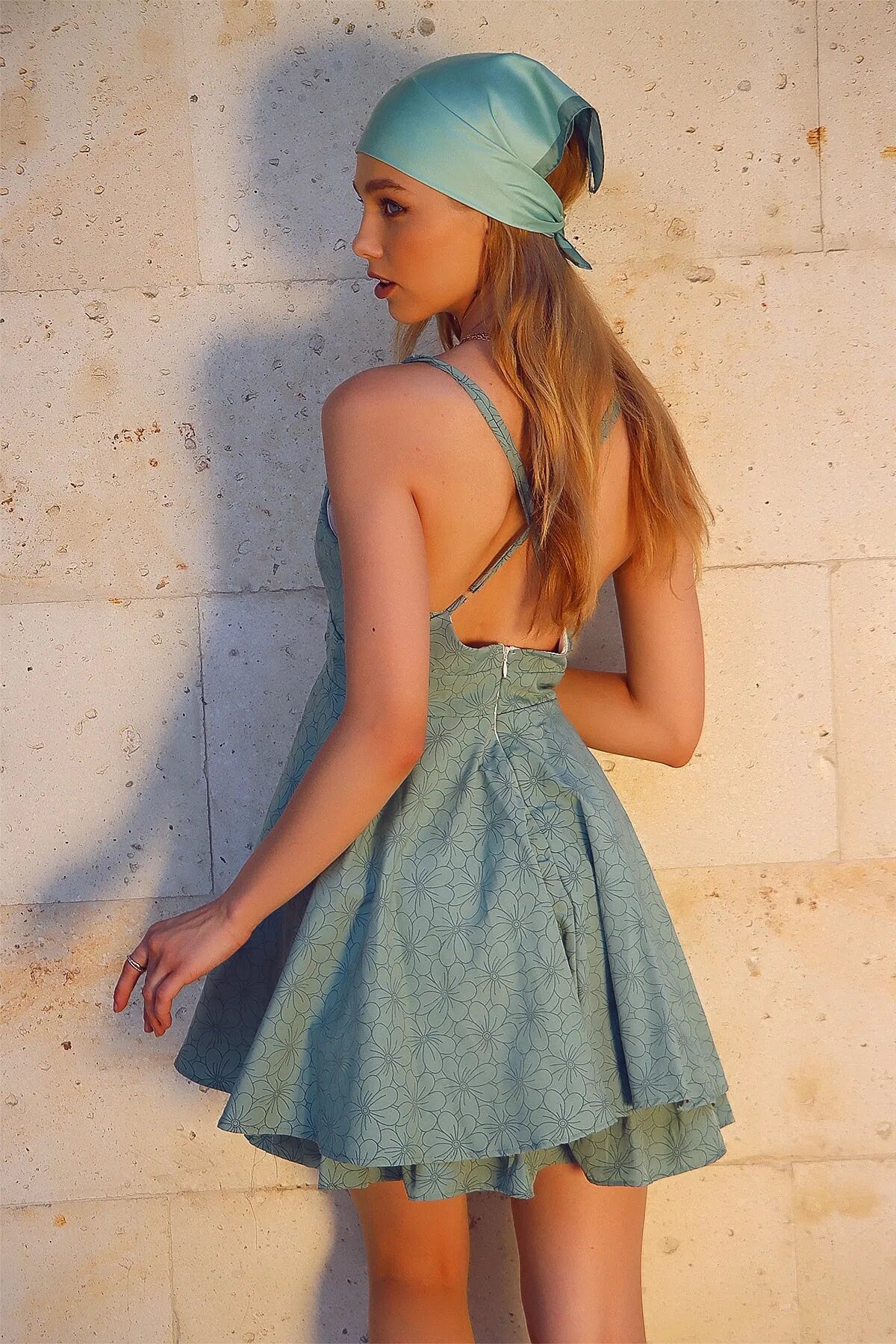 Double Breasted Collar Back Cross Strap Woven Dress,Cotton Mini Dress, puresunlady Double Breasted Collar Back Cross Strap Woven Dress,Cotton Mini Dress, puresunlady