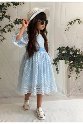With Hat Gift,Guipure, Princess Model Girl Dress,Birthday Baby Girl Dress ,Wedding Dress,Baby Girl Princess Dress,Tulle AND Lace  Girl Dress 6