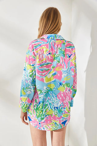 Watercolor Pattern Floral Vintage Oversized Boho Woman Blouse,Travel Woman Blouse,Gift For Her,Relaxed Blouse,Long Sleeve Womens Blouse 1