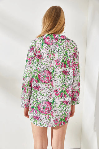 Watercolor Pattern Floral Vintage Oversized Boho Woman Blouse,Travel Woman Blouse,Gift For Her,Relaxed Blouse,Long Sleeve Womens Blouse 1