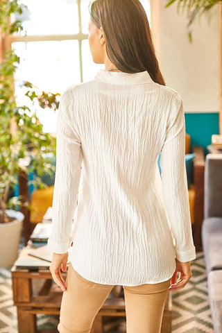 Minimalist &Affordable Jacquard Textured Women's Blouse,Button Down Shirt-Womens Top-Casual Top-Modern,Top,Women Top-Minimalist Women Blouse 21