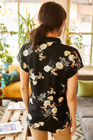 Floral&Leaf Pattern Vintage Viscose Woman Blouse,Blouse Vintage, Floral Pattern Blouse,Gift For Her,Collar Blouse,Cotton Blouse,Boho Blouse 3