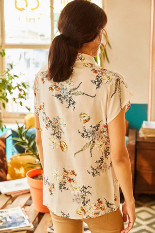 Floral&Leaf Pattern Vintage Viscose Woman Blouse,Blouse Vintage, Floral Pattern Blouse,Gift For Her,Collar Blouse,Cotton Blouse,Boho Blouse 3