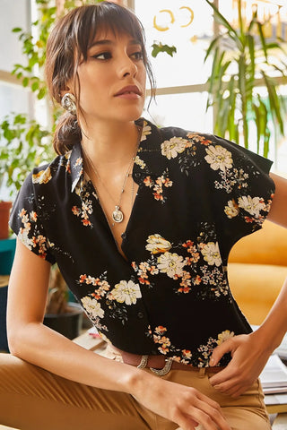 Floral&Leaf Pattern Vintage Viscose Woman Blouse,Blouse Vintage, Floral Pattern Blouse,Gift For Her,Collar Blouse,Cotton Blouse,Boho Blouse 3