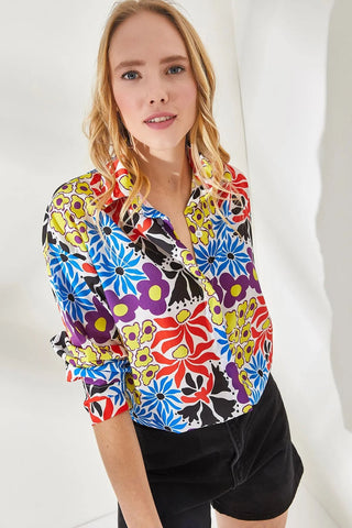 Watercolor Pattern Floral Vintage Oversized Boho Woman Blouse,Travel Woman Blouse,Gift For Her,Relaxed Blouse,Long Sleeve Womens Blouse 1