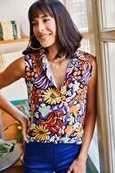 Floral Sleeveless Woven Viscose Woman Blouse,Blouse Vintage, Floral Pattern Blouse,Gift For Her,Collar Blouse,Cotton Blouse,Boho Blouse