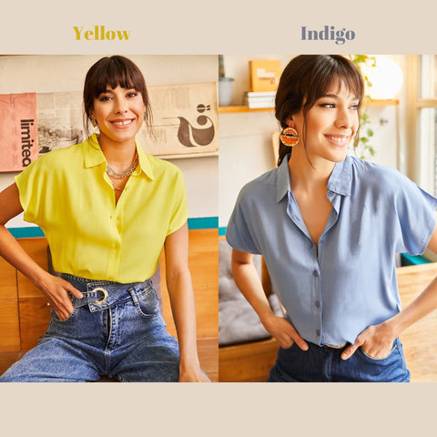 Yellow Minimalist Vintage Viscose Bat Sleeve Woman Blouse,Blouse Vintage, Effortless Style Blouse,Versatile Top,Cotton Blouse,Boho Blouse