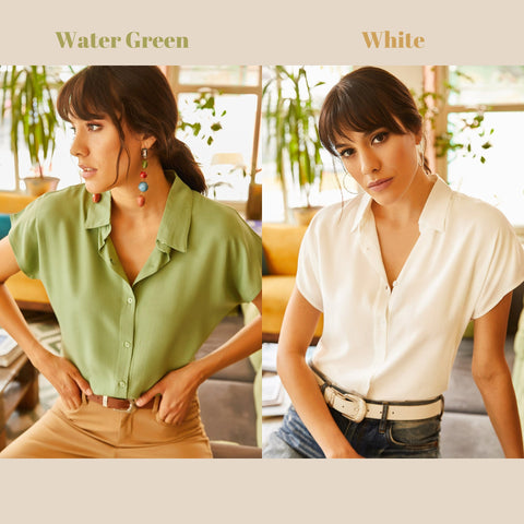 White Minimalist Vintage Viscose Bat Sleeve Woman Blouse,Blouse Vintage, Effortless Style Blouse,Versatile Top,Cotton Blouse,Boho Blouse