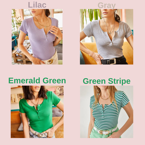 Yellow Knitted Fabric Short Sleeve Casual Women's Blouse with Snaps,Women's T-shirt,Cotton Blouse,Vintage T-shirt,Woman Shirts