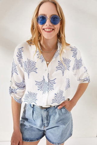 Floral Cotton & Linen Vintage Fold Sleeve Woman Blouse, Long Sleeve Blouse, Summer Blouse, Blouse Pattern, Designer Blouse, Bohemian Blouse 5