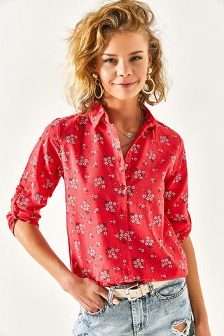 Flower Design Linen & Cotton  Boho Blouse, Minimalist Autumn Blouse, Casual Blouse, Versatile Style, Boho Chic, gift for her, vintage blouse