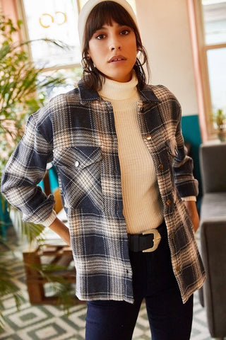 Double Pocketed Loose Plaid Cachet Shirt,Tartan Design, Fall Wardrobe, Rustic Chic Vintage-inspired, Soft Cotton Fabric, Gift For Her