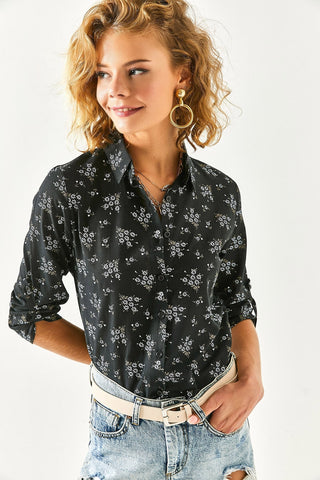 Flower Design Linen & Cotton  Boho Blouse, Minimalist Autumn Blouse, Casual Blouse, Versatile Style, Boho Chic, gift for her, vintage blouse