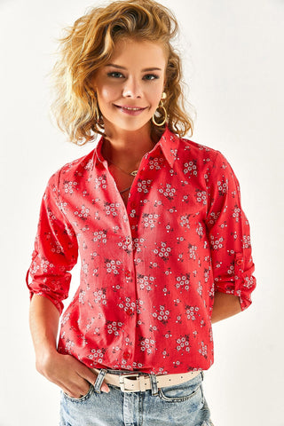 Flower Design Linen & Cotton  Boho Blouse, Minimalist Autumn Blouse, Casual Blouse, Versatile Style, Boho Chic, gift for her, vintage blouse